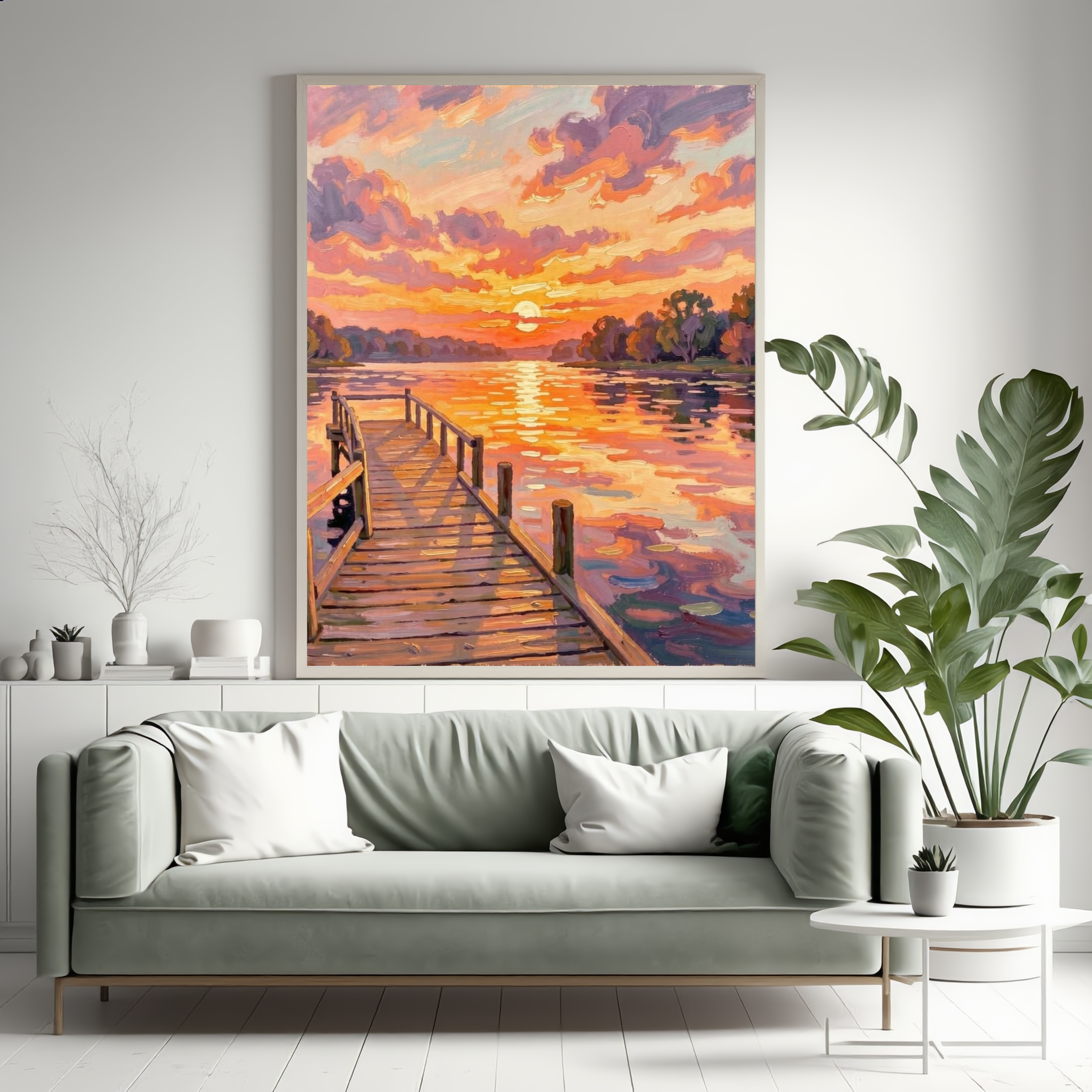 Soft Sunset Dock — Digital Art Print