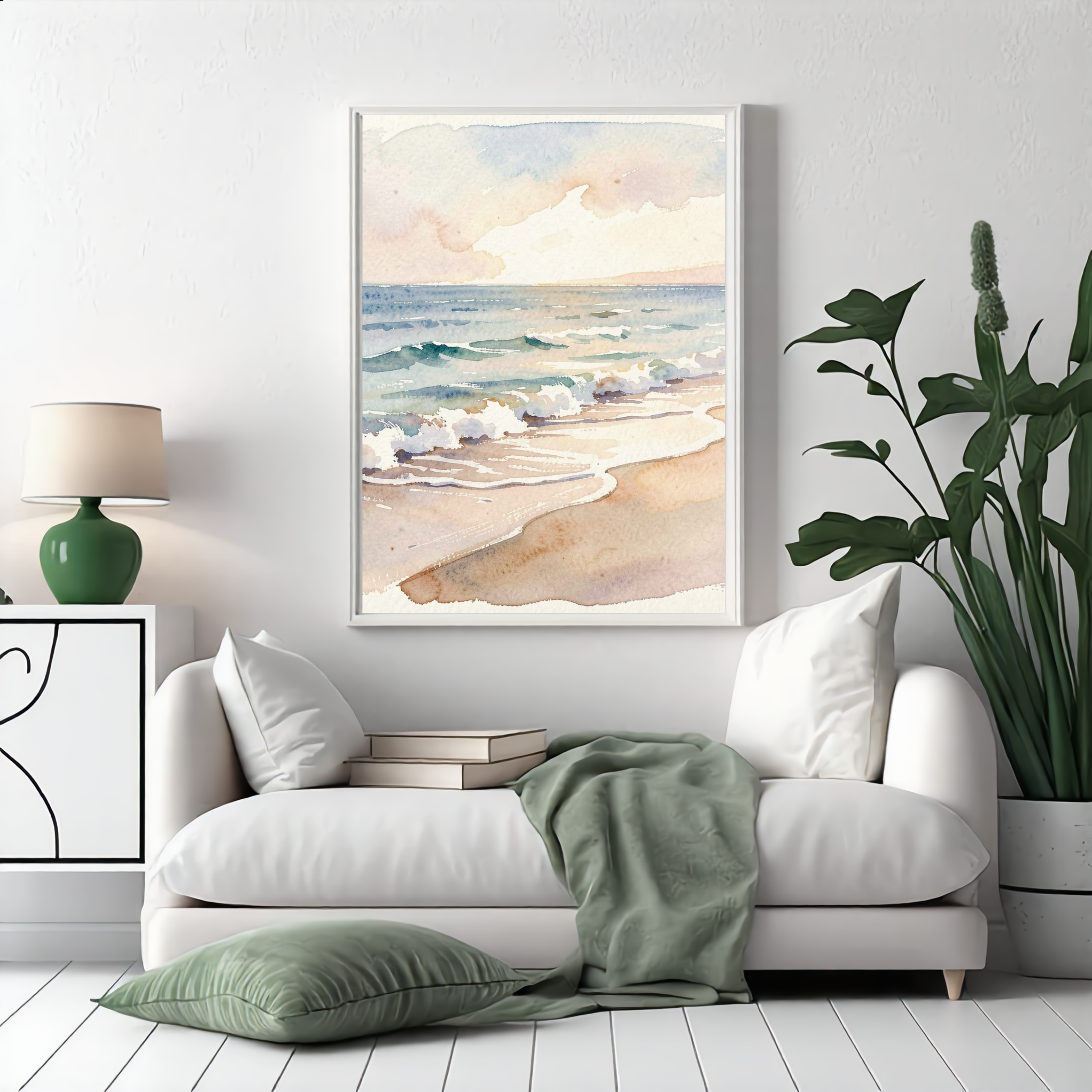 Shoreline at Dawn – Coastal Watercolour Art Print