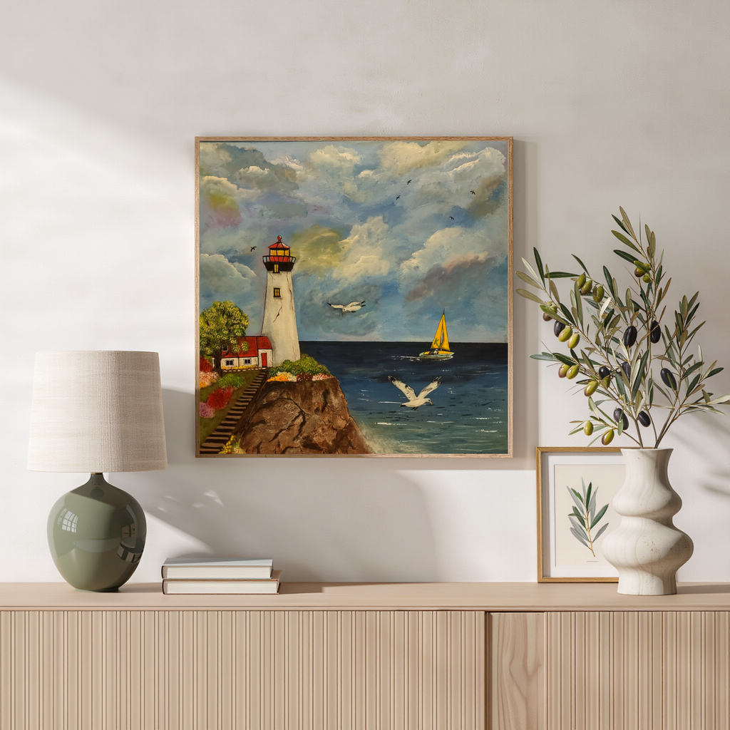 Beacon of Serenity – Lighthouse Coastal Wall Art Instant Download