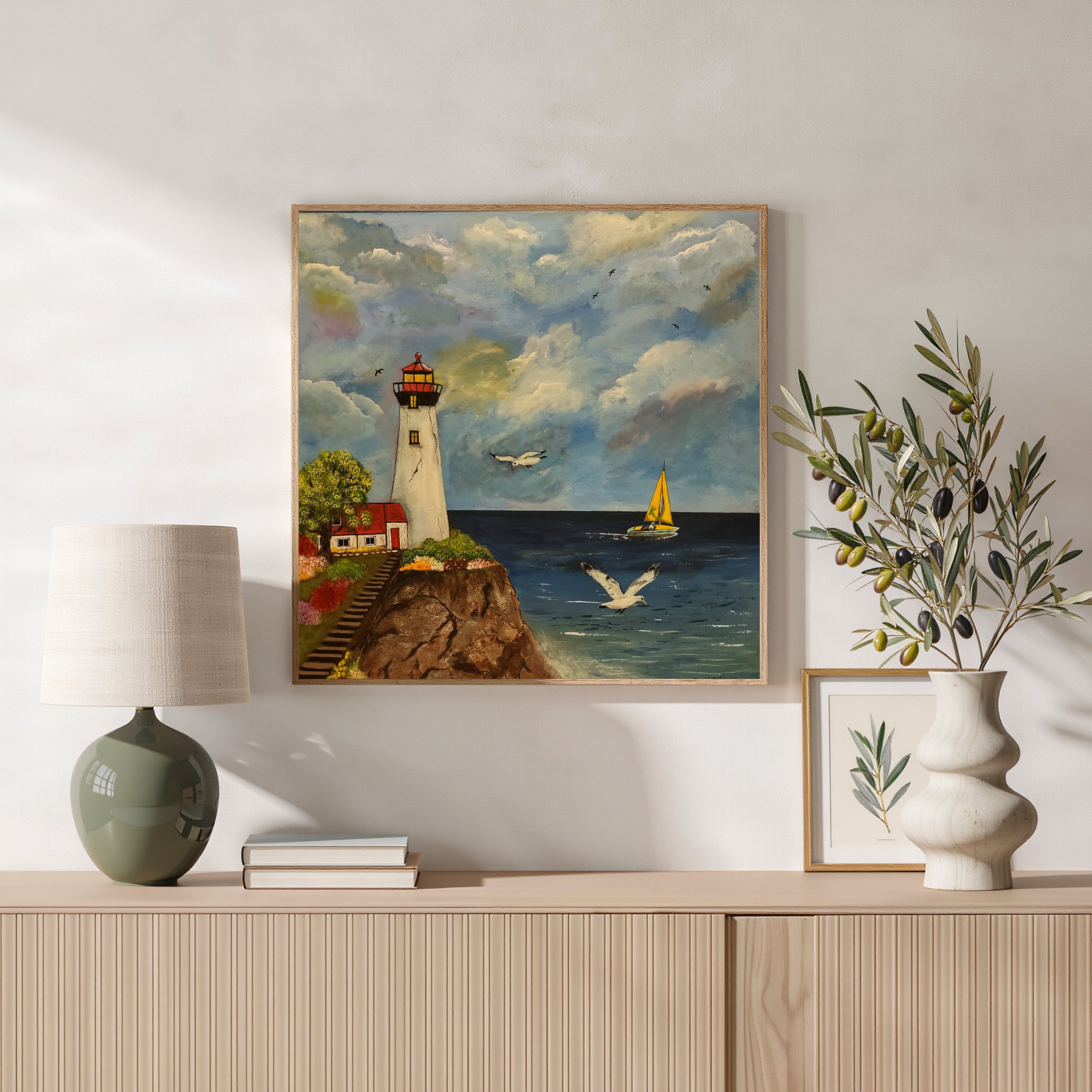 Beacon of Serenity – Lighthouse Coastal Wall Art Instant Download