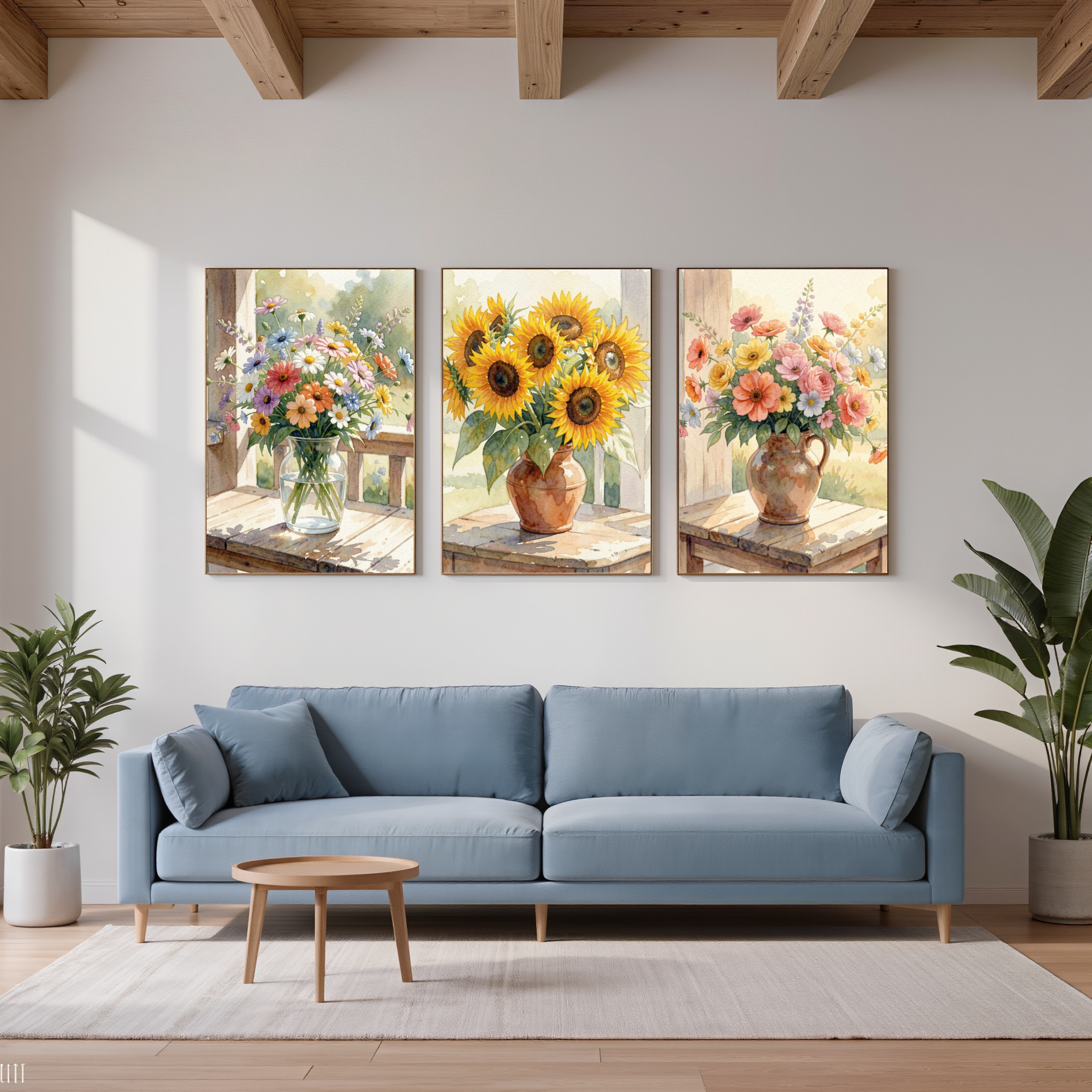 Sunflowers in Terracotta – Watercolour Art Print