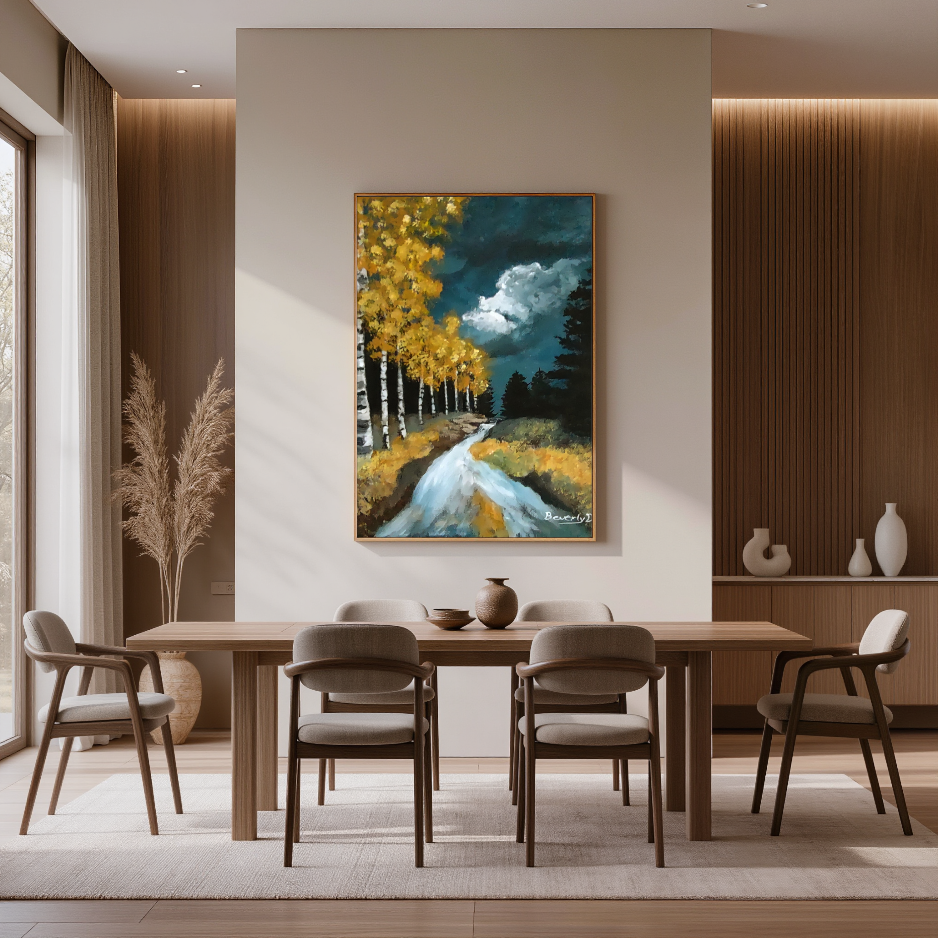 Golden Birch Road – Autumn Landscape Wall Art Instant Download