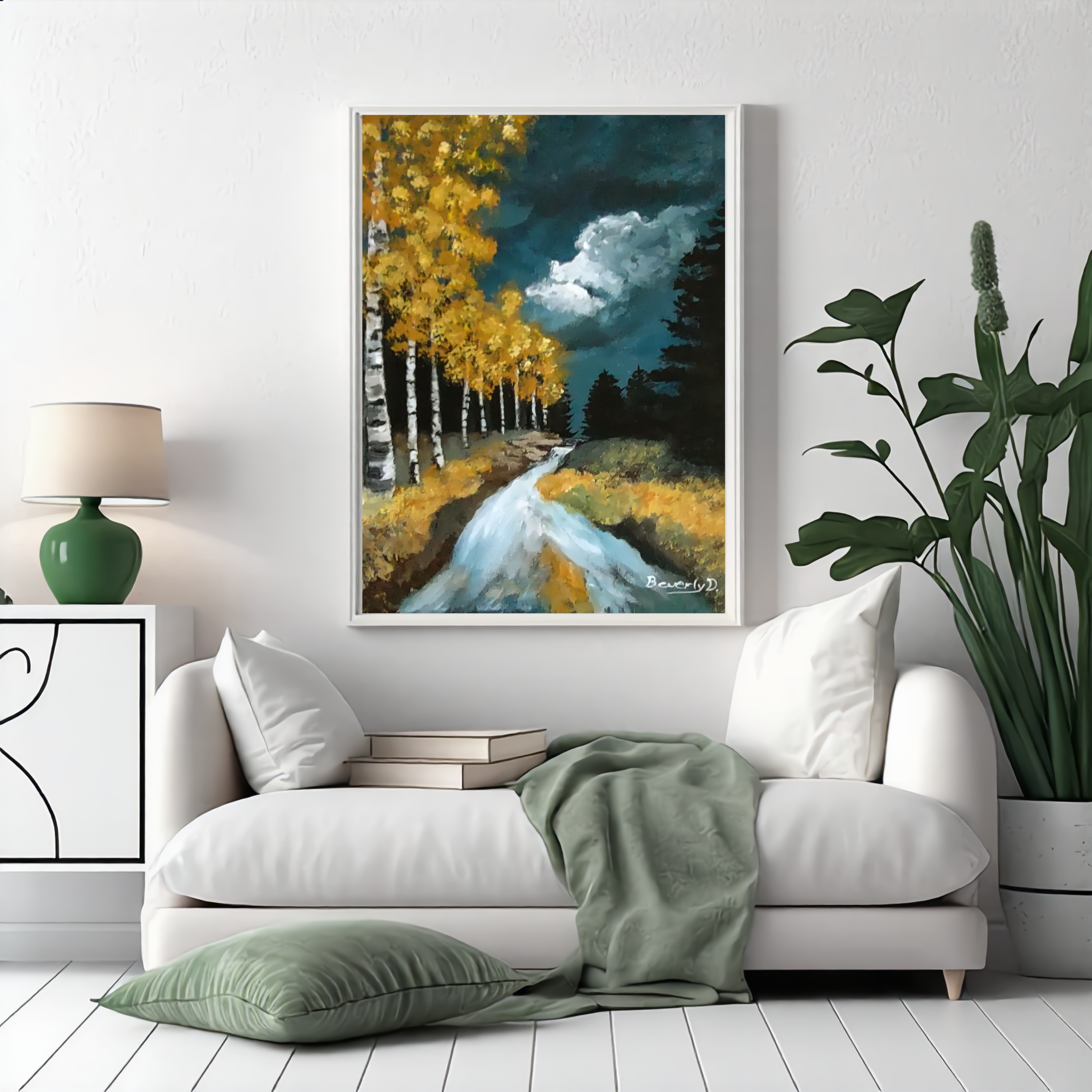 Golden Birch Road – Autumn Landscape Wall Art Instant Download