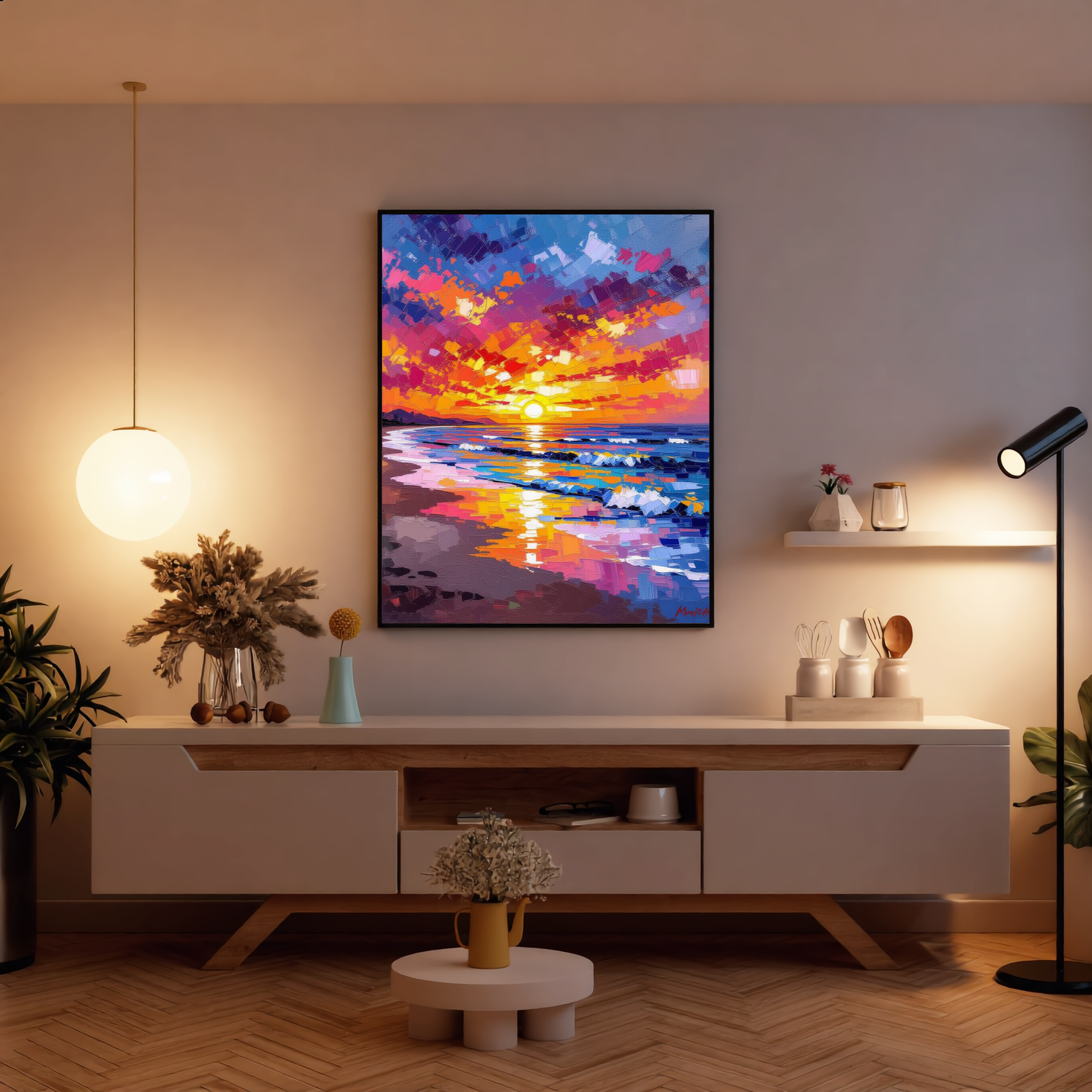 Coastal Sunset – Shell Beach Ocean Digital Art Print