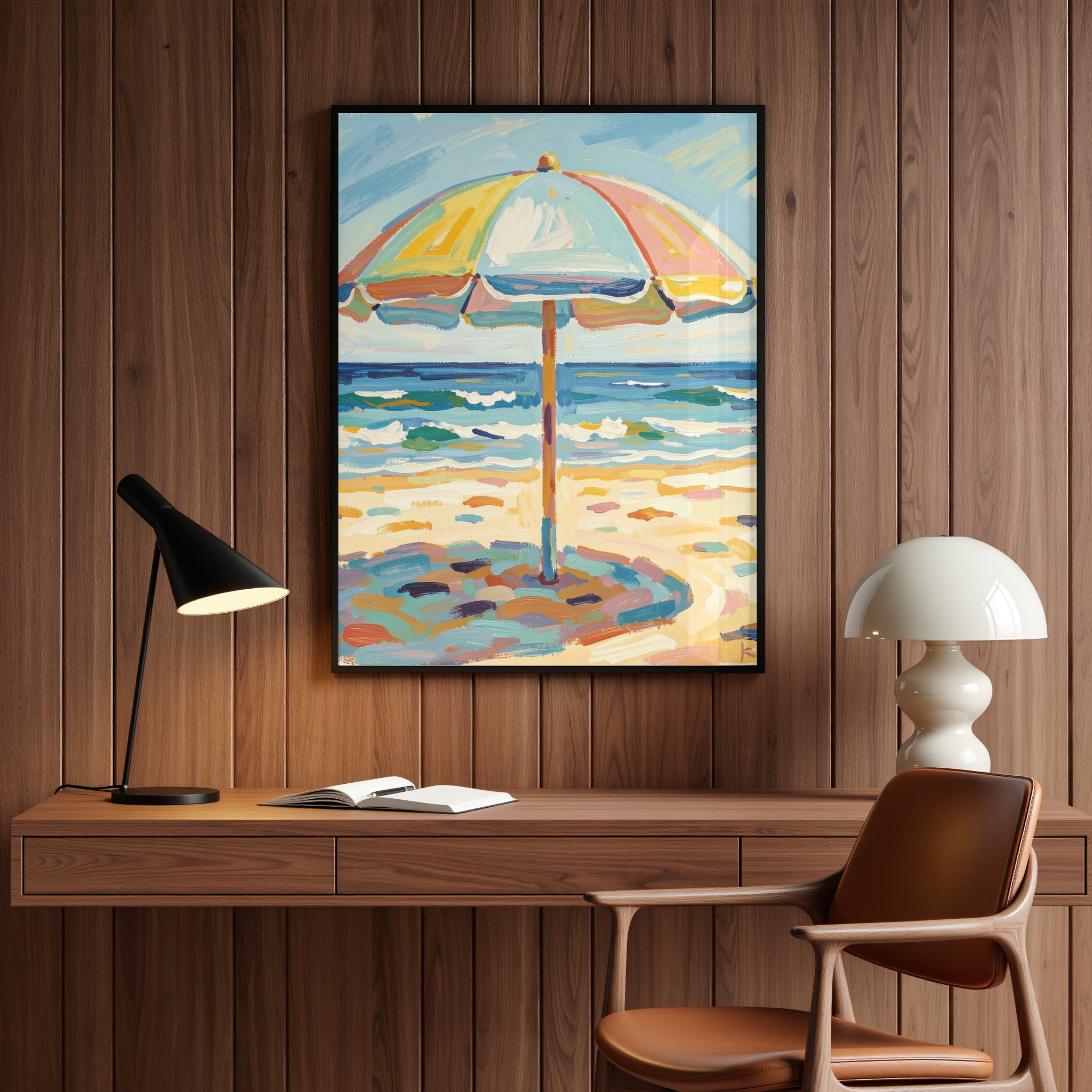Sun Shade – Colourful Beach Umbrella Digital Art Print