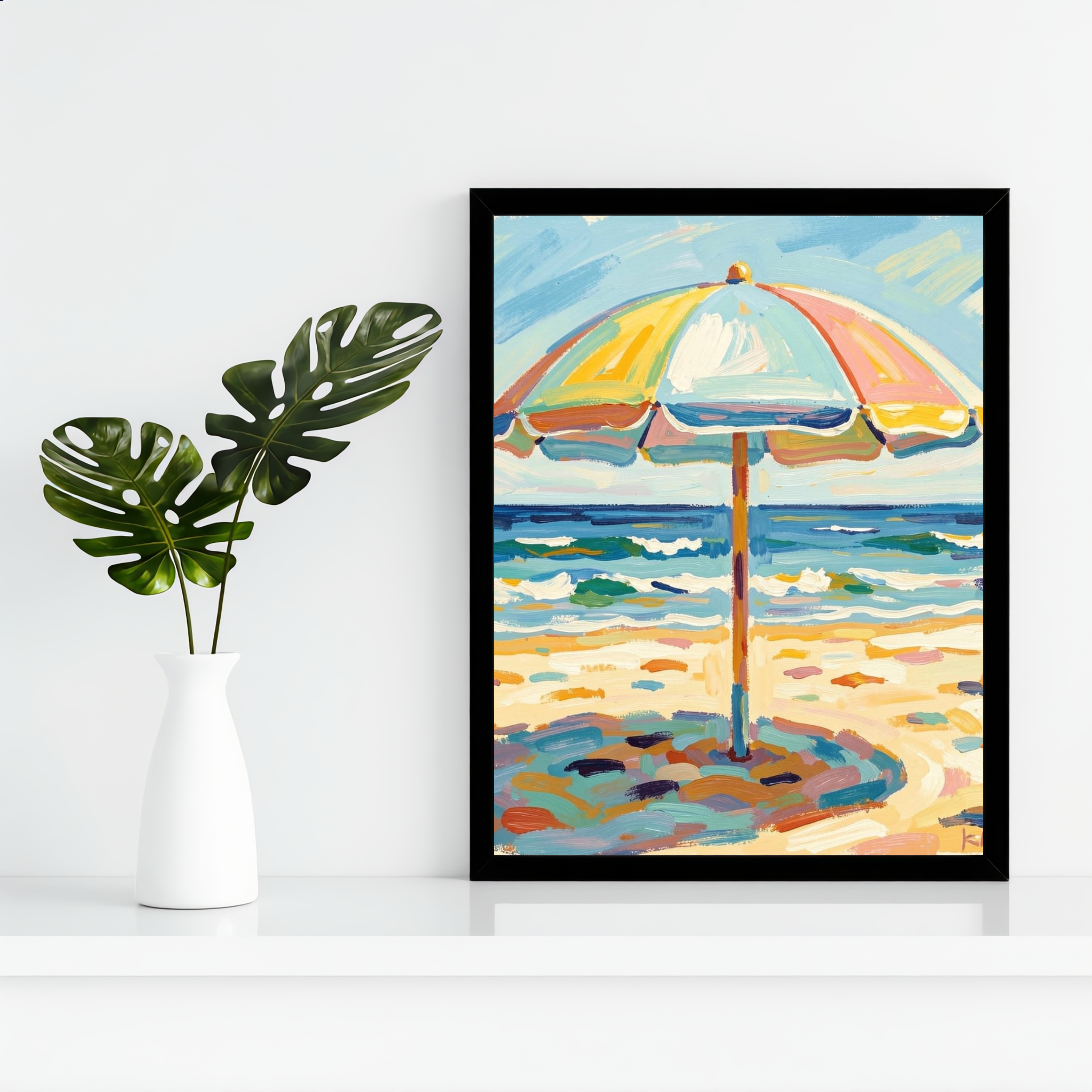 Sun Shade – Colourful Beach Umbrella Digital Art Print