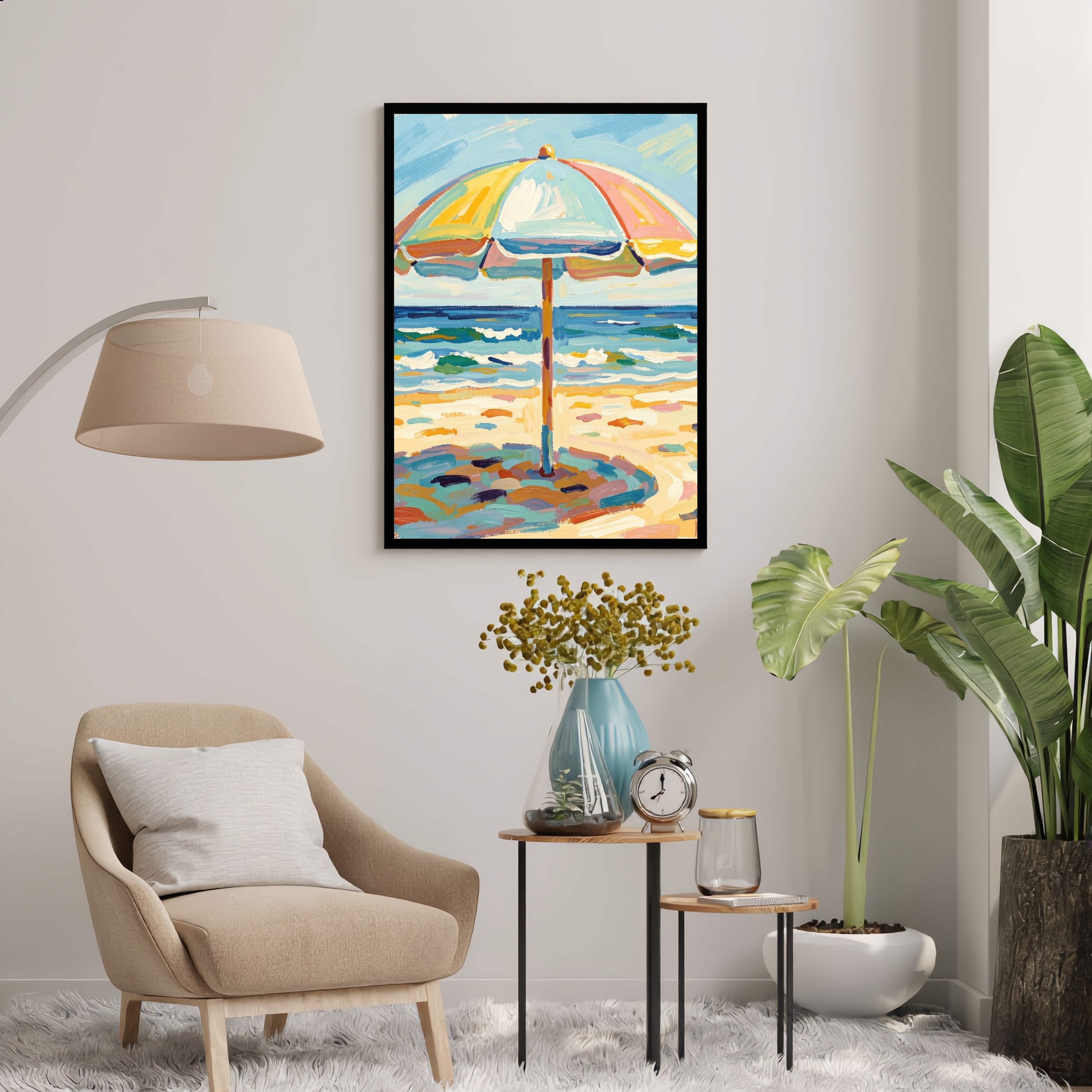 Sun Shade – Colourful Beach Umbrella Digital Art Print
