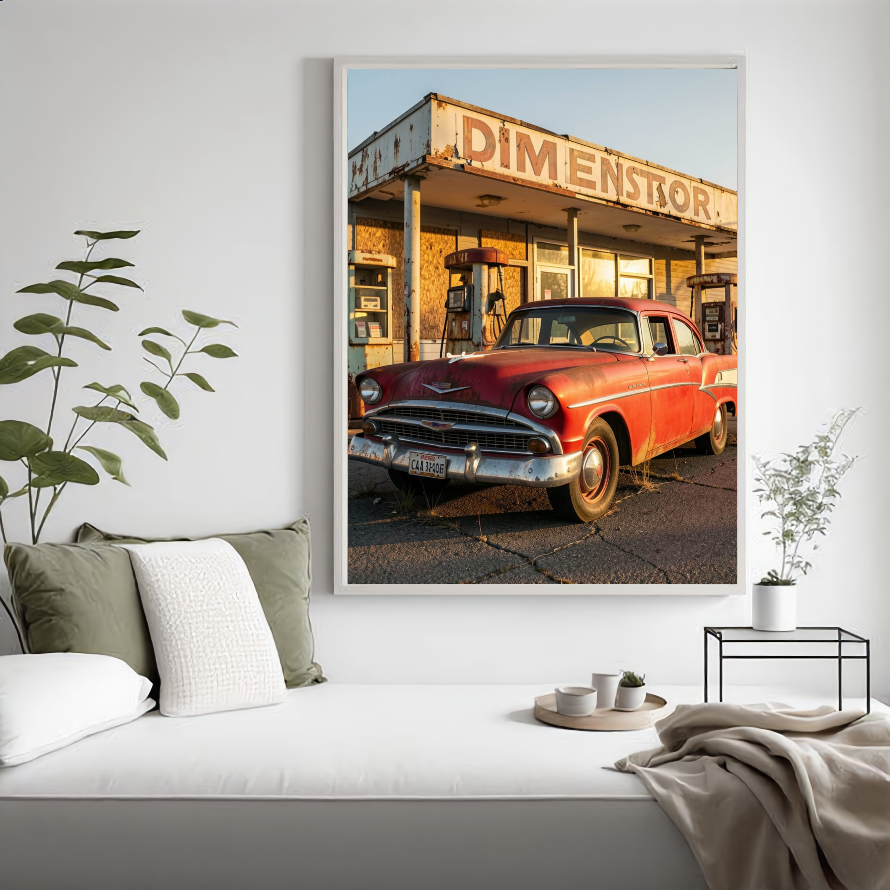 Eddie's General Store – Vintage Car & Rustic Countryside Digital Art Print