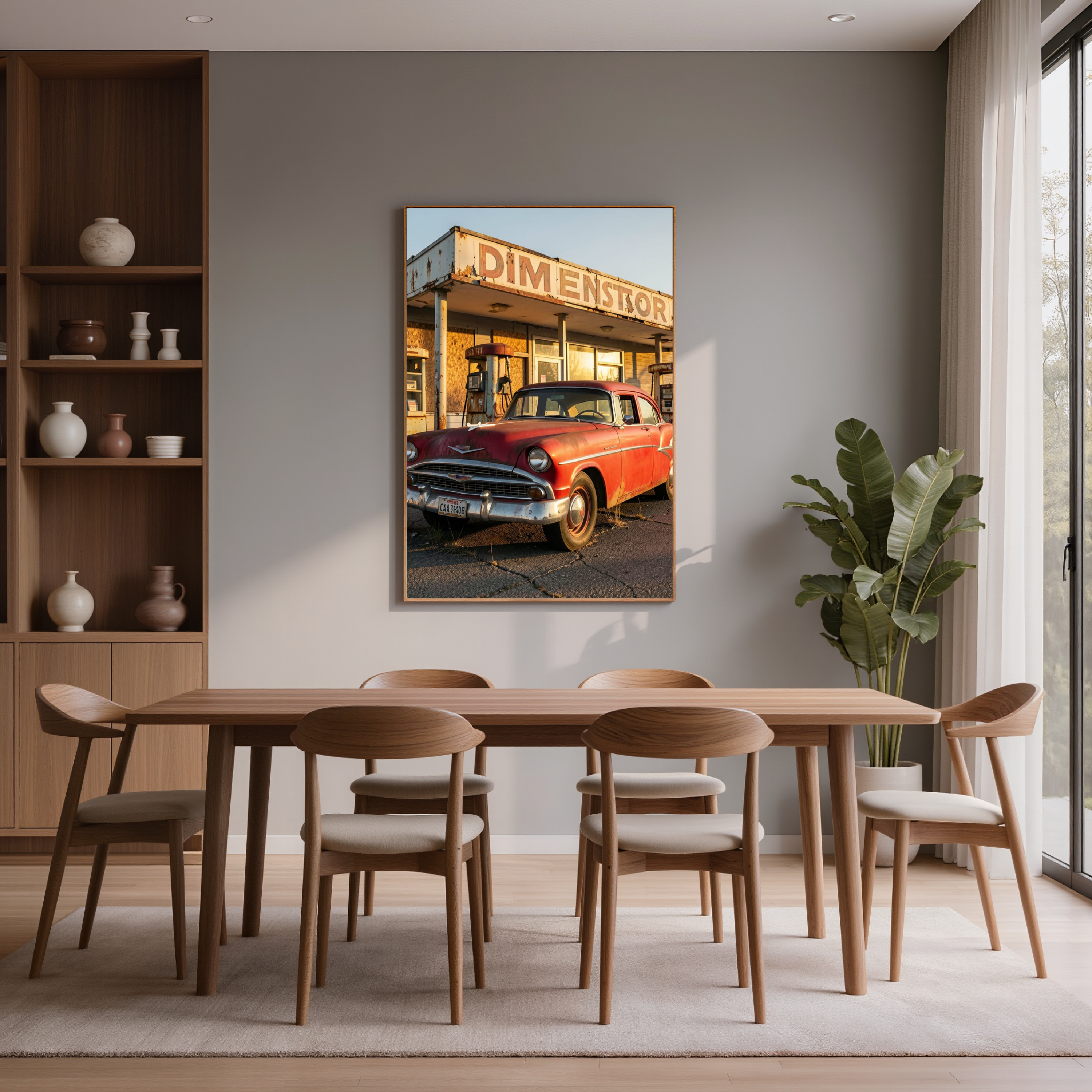 Eddie's General Store – Vintage Car & Rustic Countryside Digital Art Print