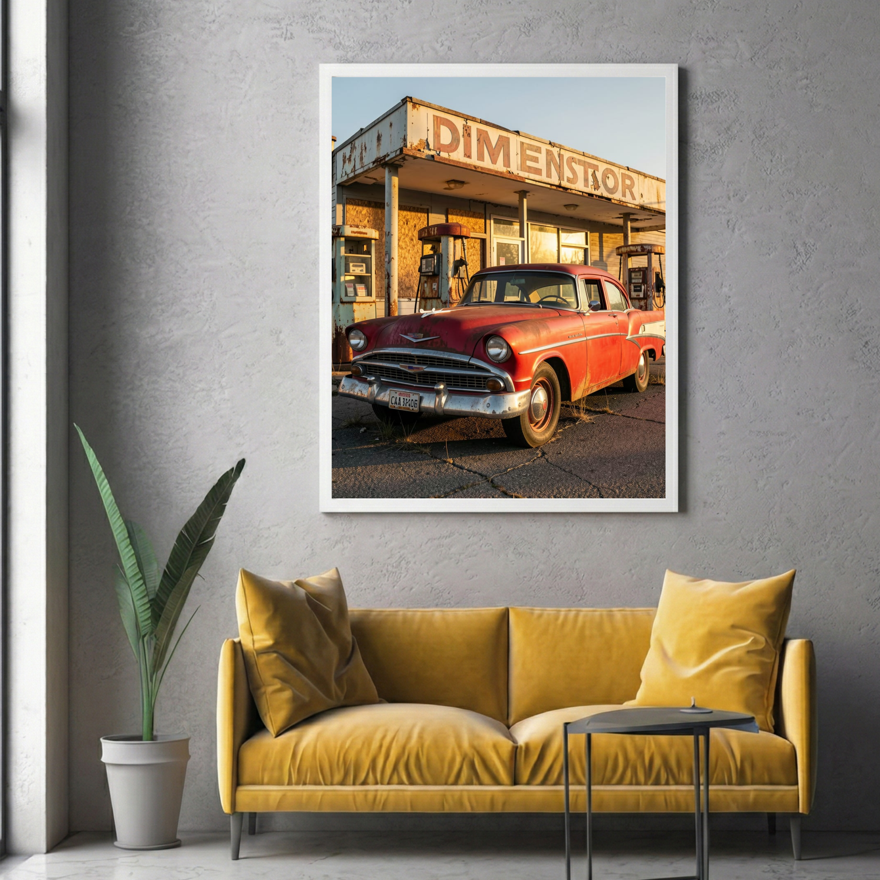 Eddie's General Store – Vintage Car & Rustic Countryside Digital Art Print