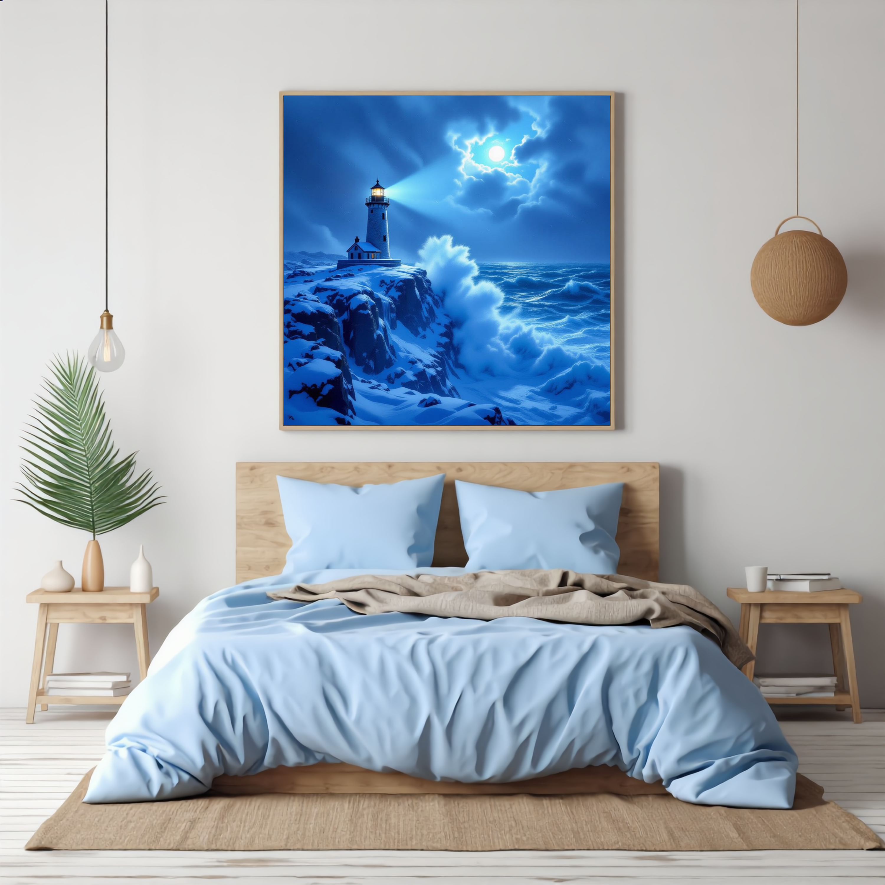 Blue Twilight Lighthouse – Digital Art Print