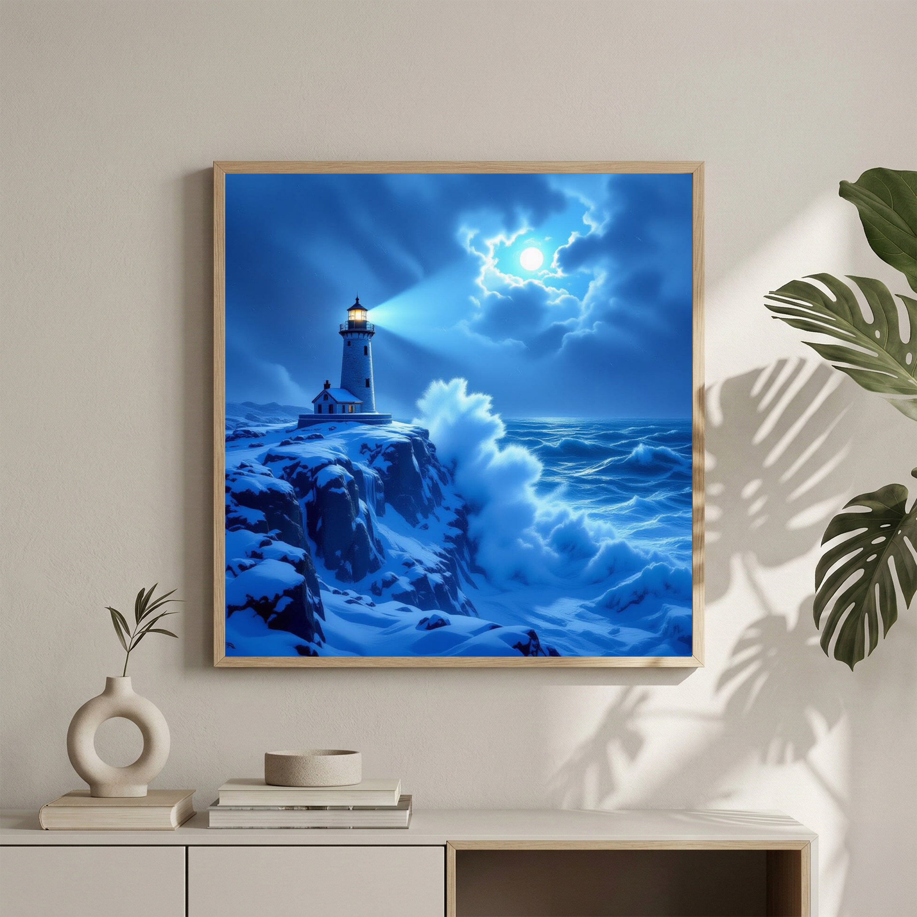 Blue Twilight Lighthouse – Digital Art Print