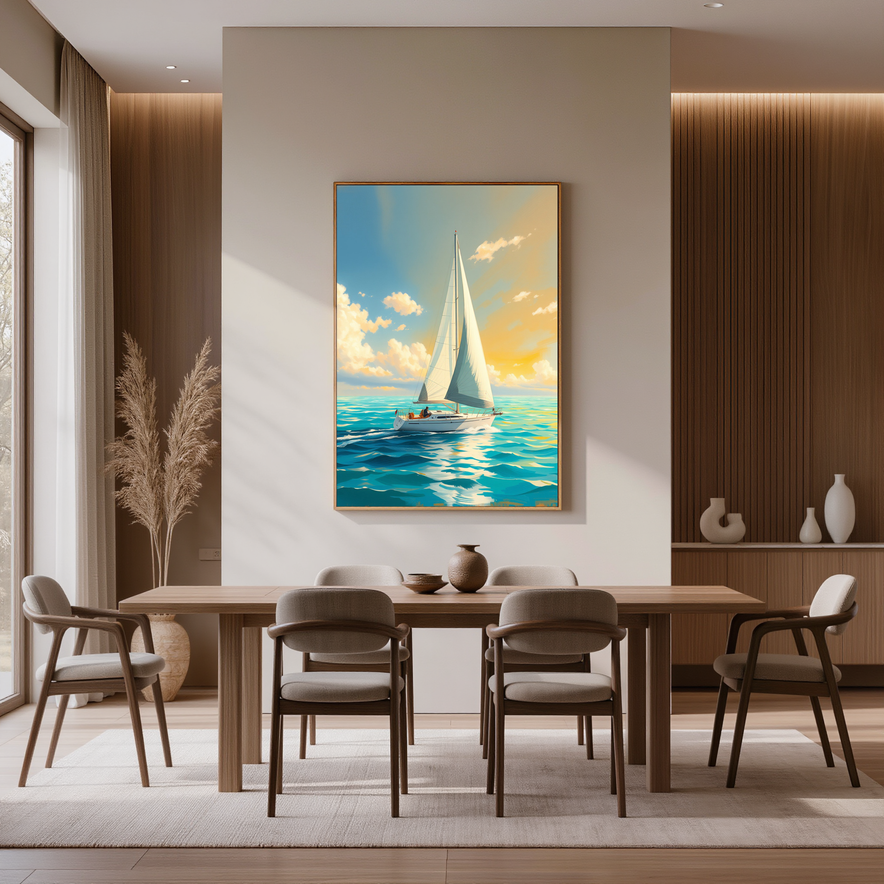Sunset Sailboat on Turquoise Waters