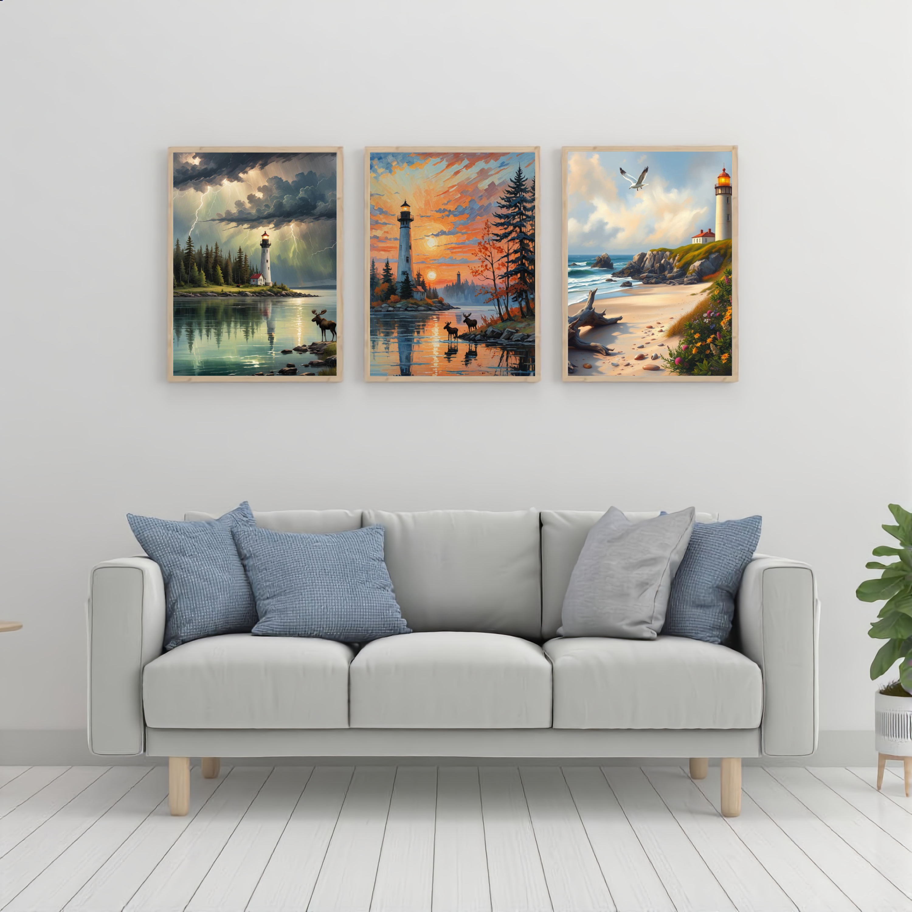 Lighthouse on a Flowering Hill – Digital Art Print