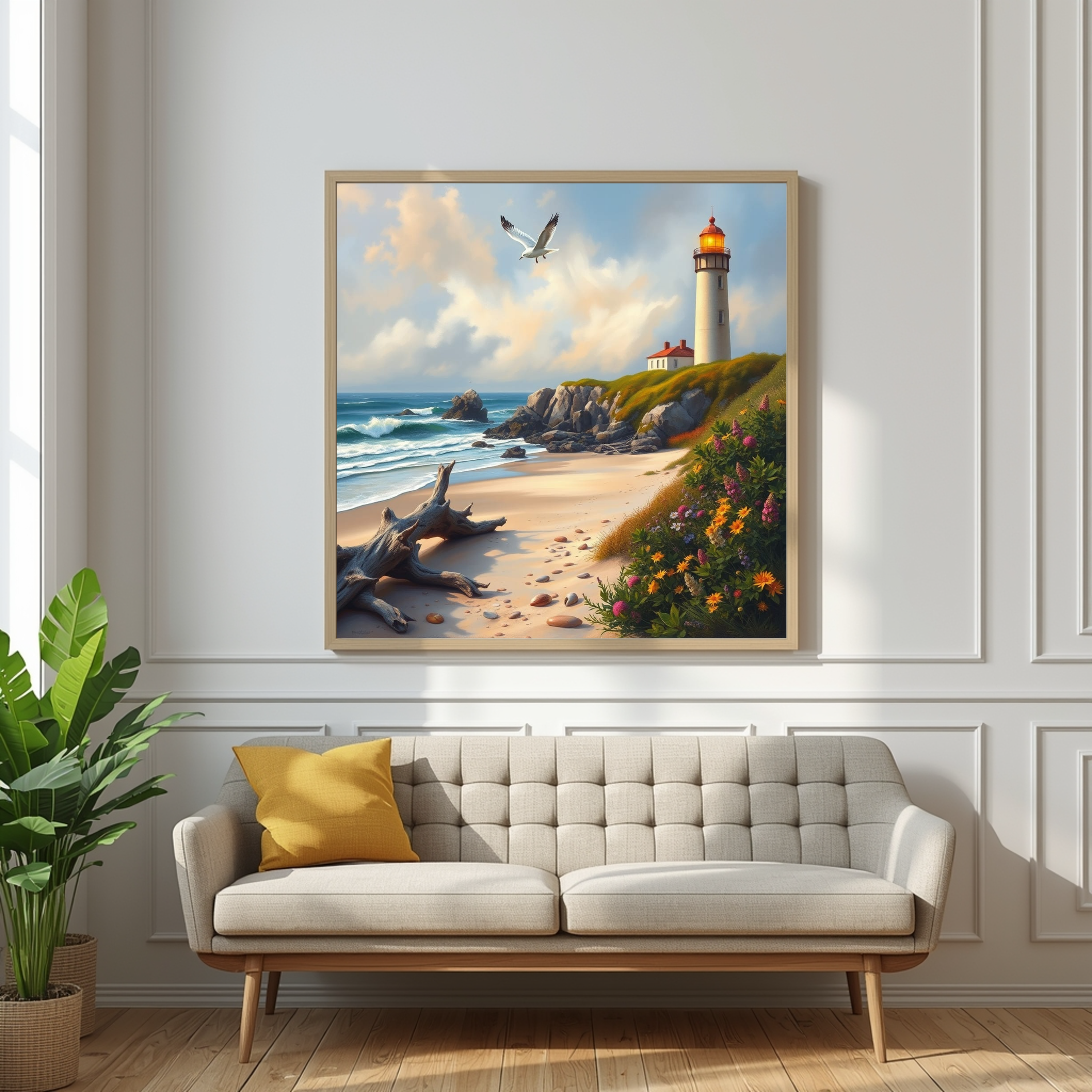 Lighthouse on a Flowering Hill – Digital Art Print