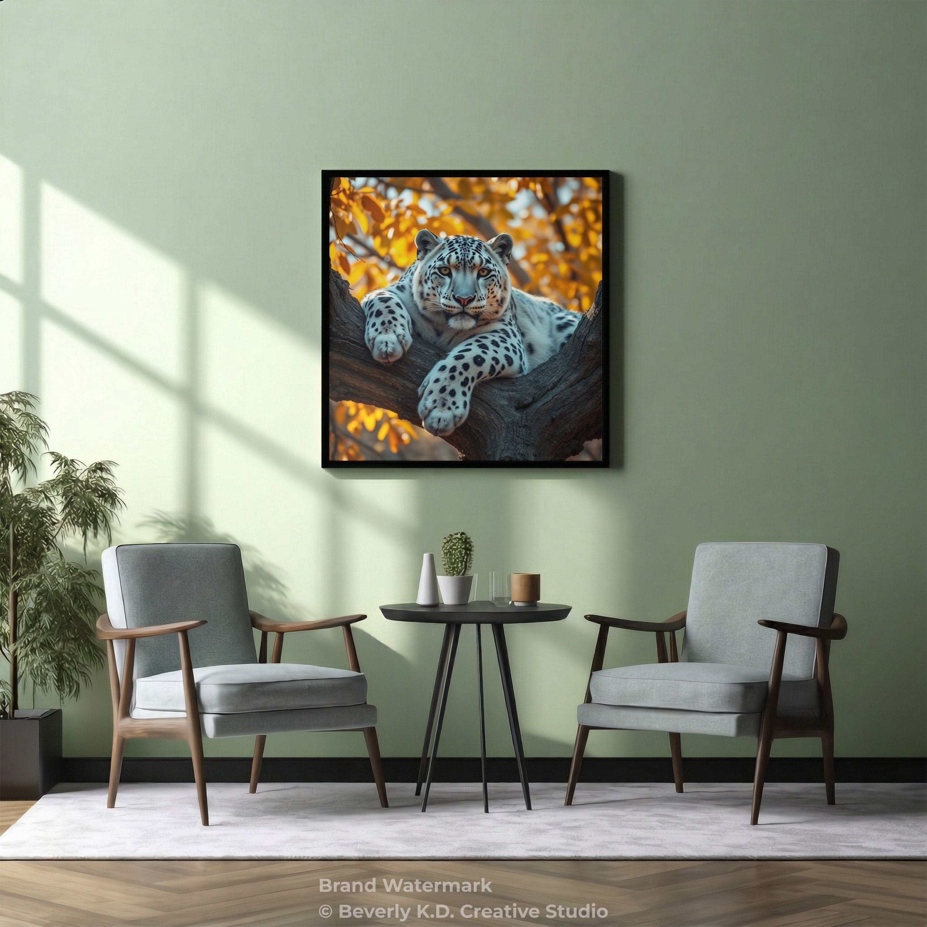 Golden Autumn Snow Leopard