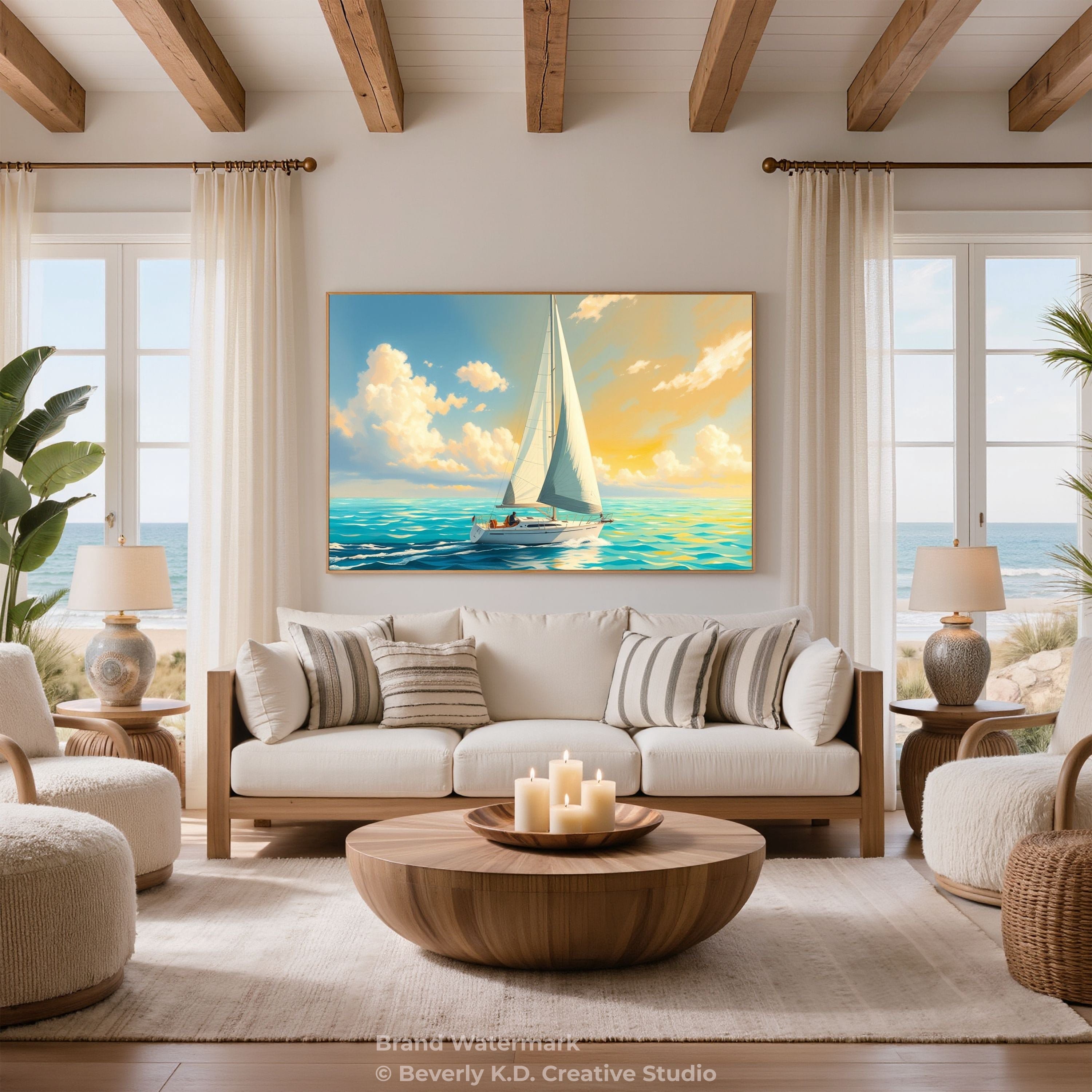 Sunset Sailboat on Turquoise Waters