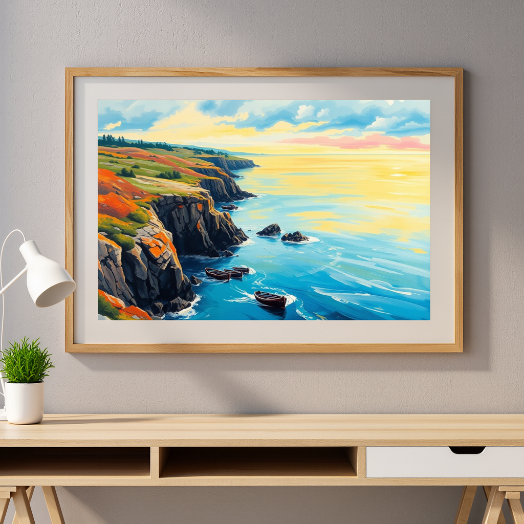 Coastal Cliffs at Golden Hour — Digital Art Print