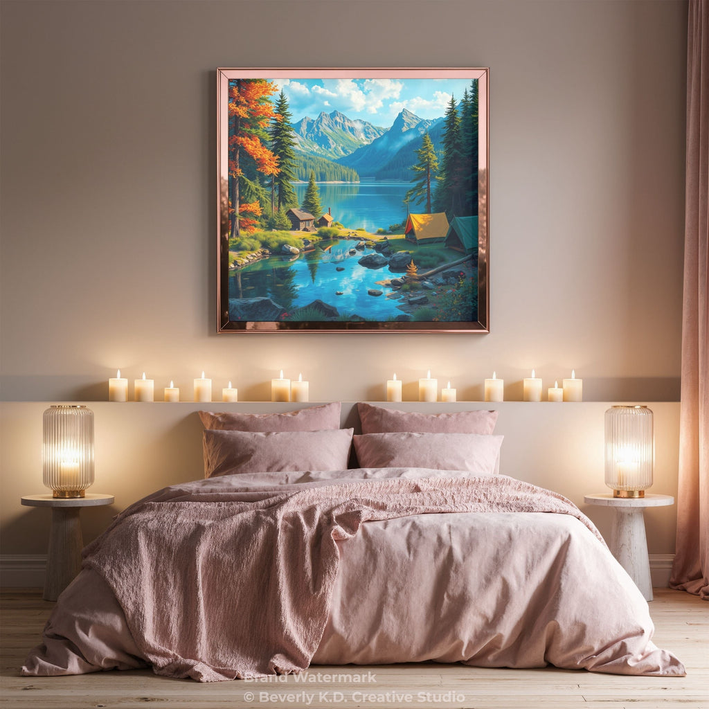 On the Lake – Lakeside Cabin & Campsite Wall Art Instant Download