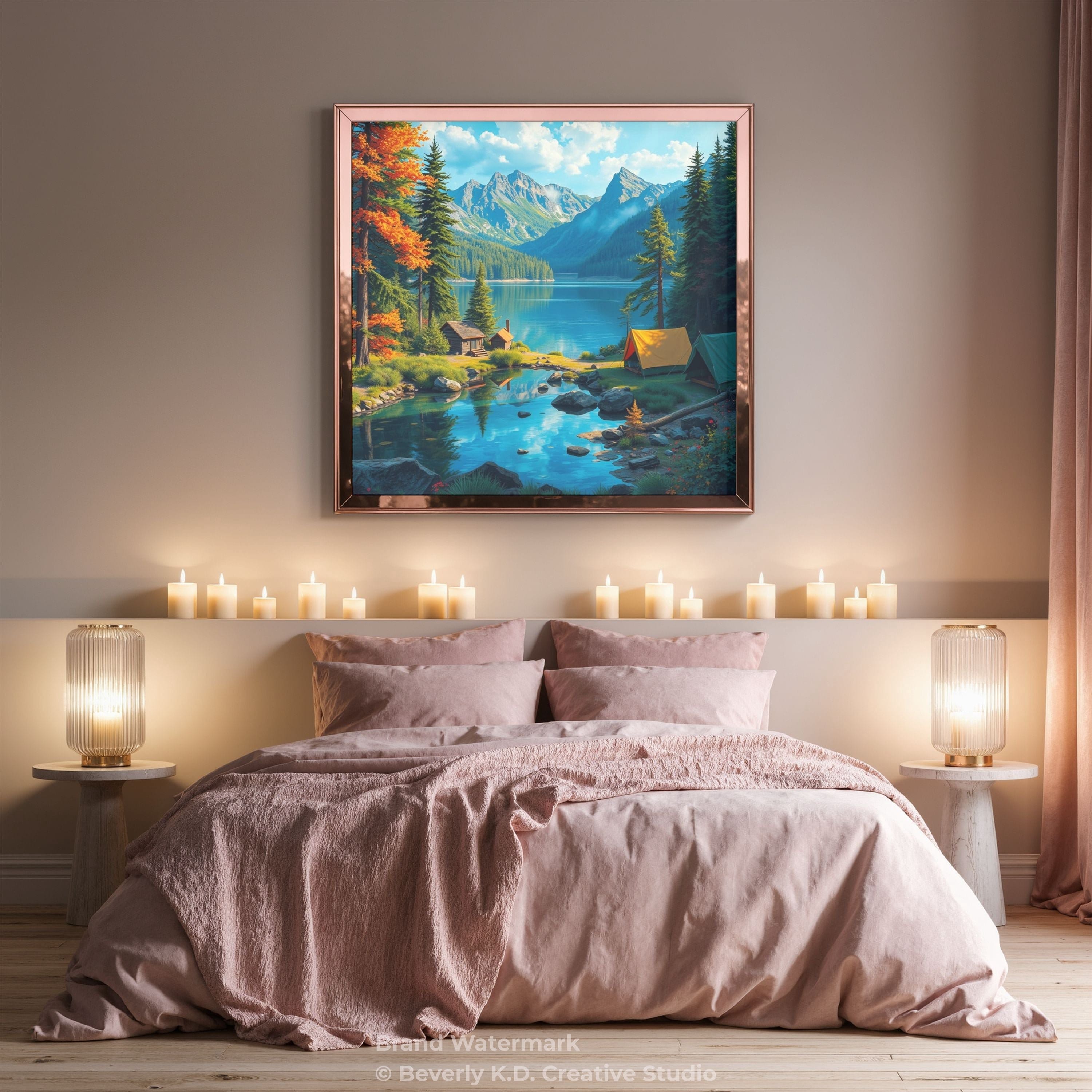 On the Lake – Lakeside Cabin & Campsite Wall Art Instant Download
