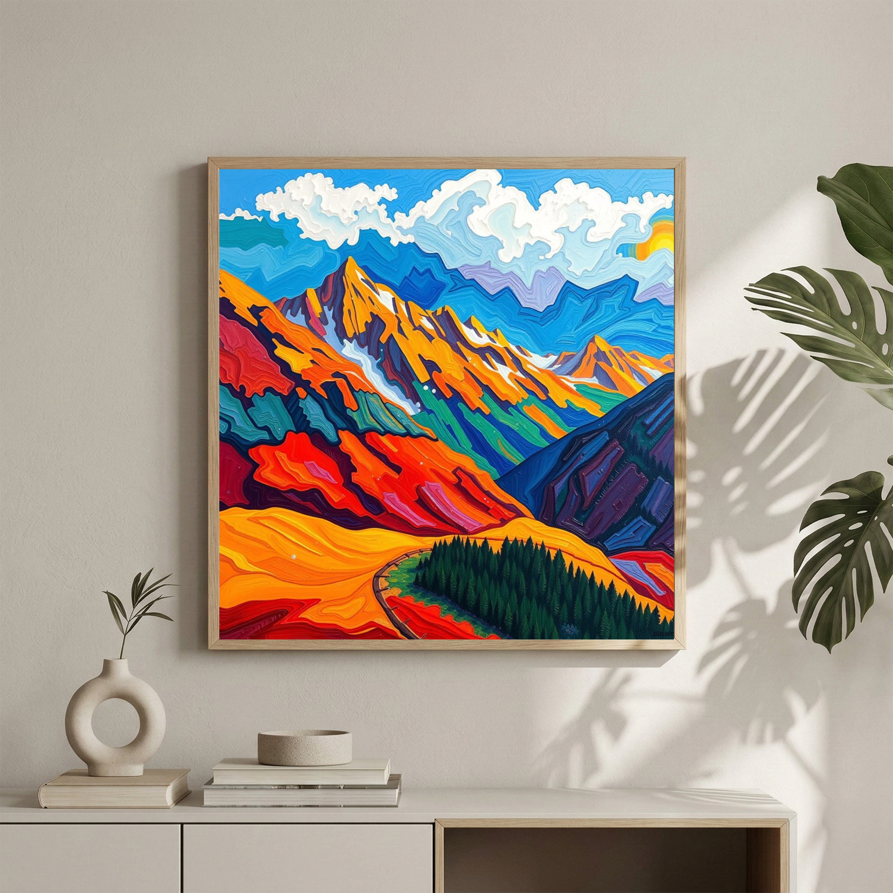 Mountain Valley in Colour — Digital Art Print