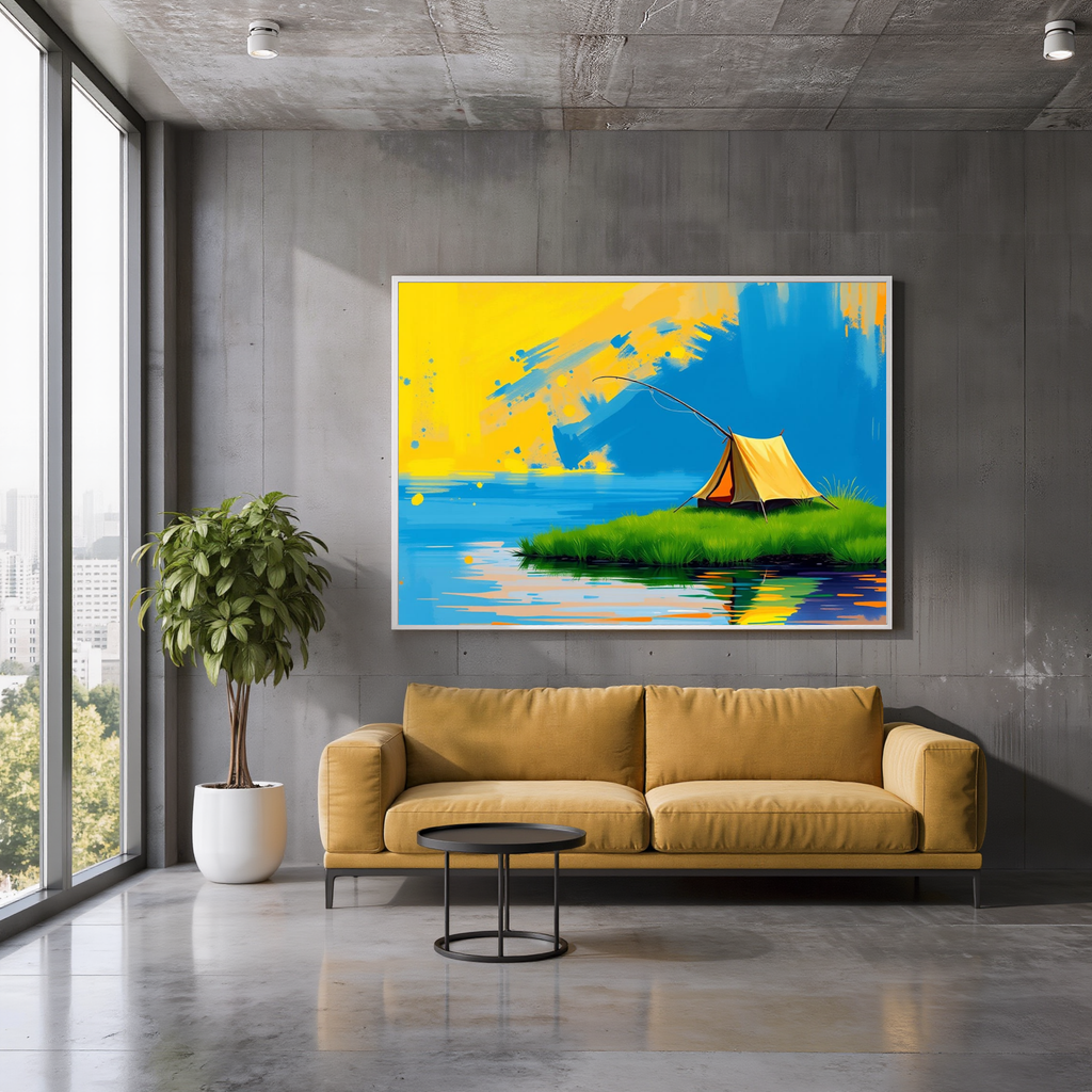 Lone Tent on the Lake — Digital Art Print