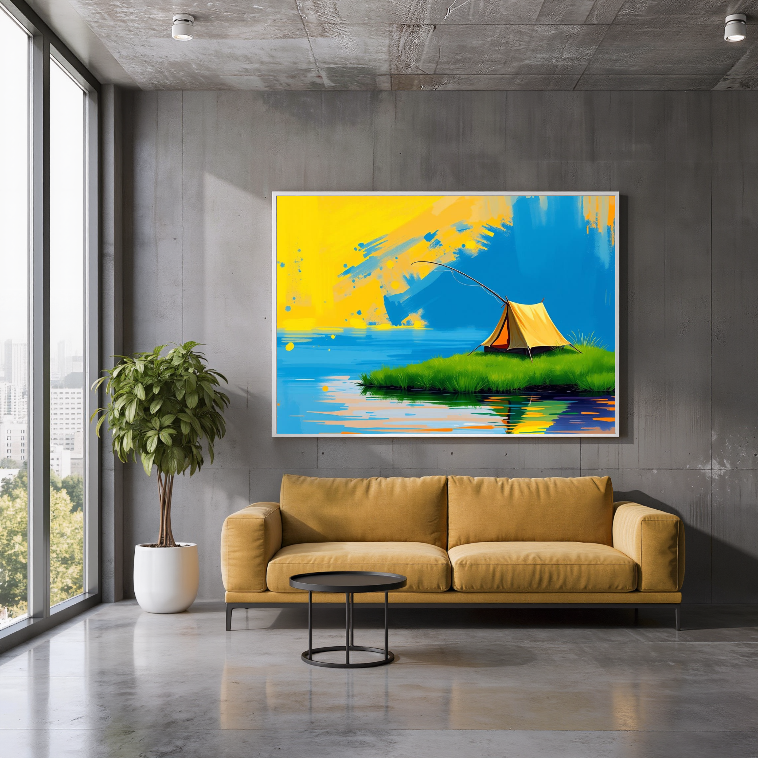 Lone Tent on the Lake — Digital Art Print
