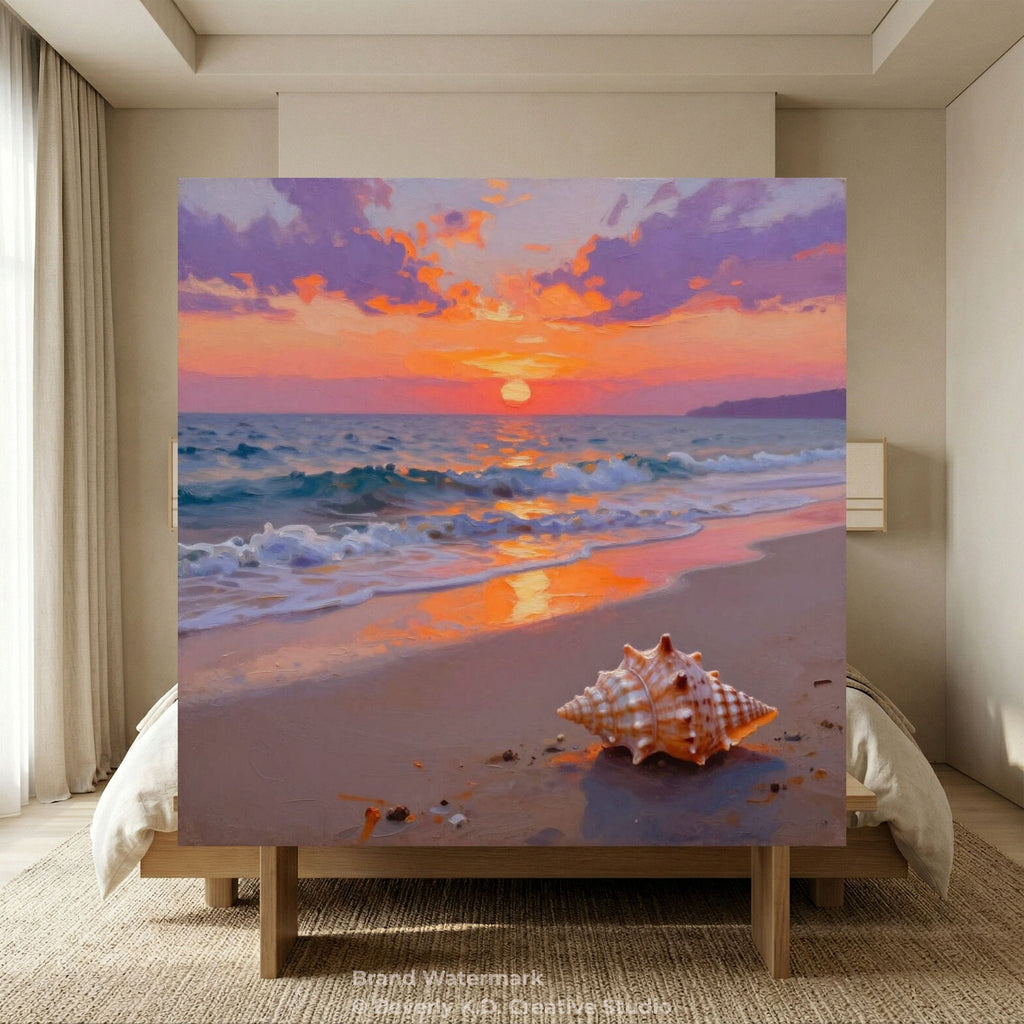Coastal Sunset Shell – Beach Ocean Wall Art Instant Download