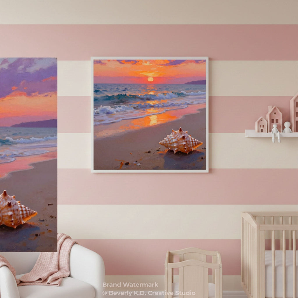 Coastal Sunset Shell – Beach Ocean Wall Art Instant Download