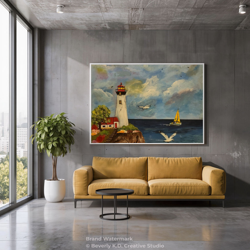 Beacon of Serenity – Lighthouse Coastal Wall Art Instant Download