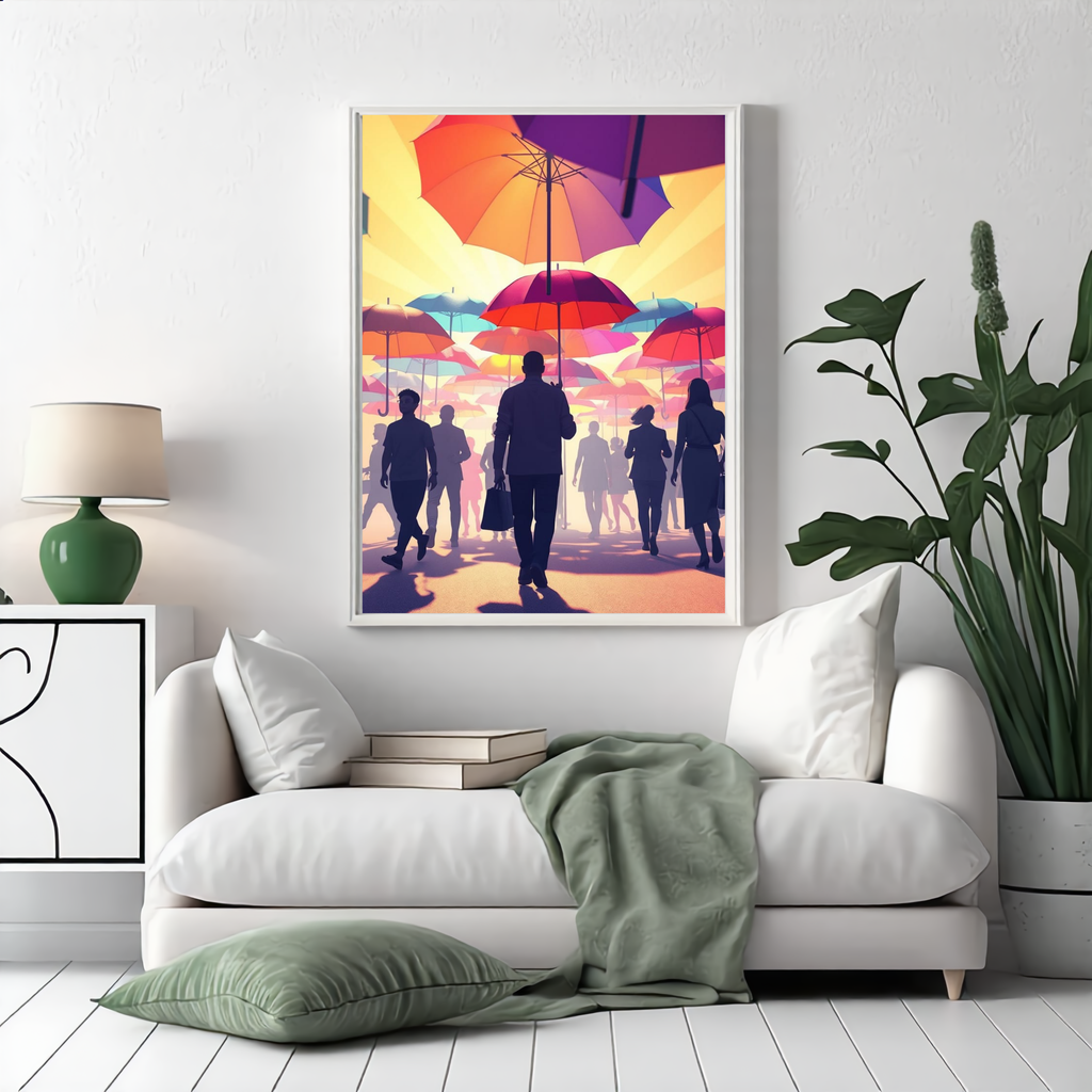 Umbrella Street — Digital Art Print