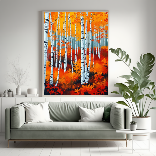 Autumn Birch Forest — Digital Art Print