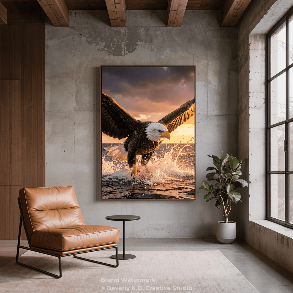Majestic Bald Eagle at Sunset – Coastal Wildlife Digital Art Print