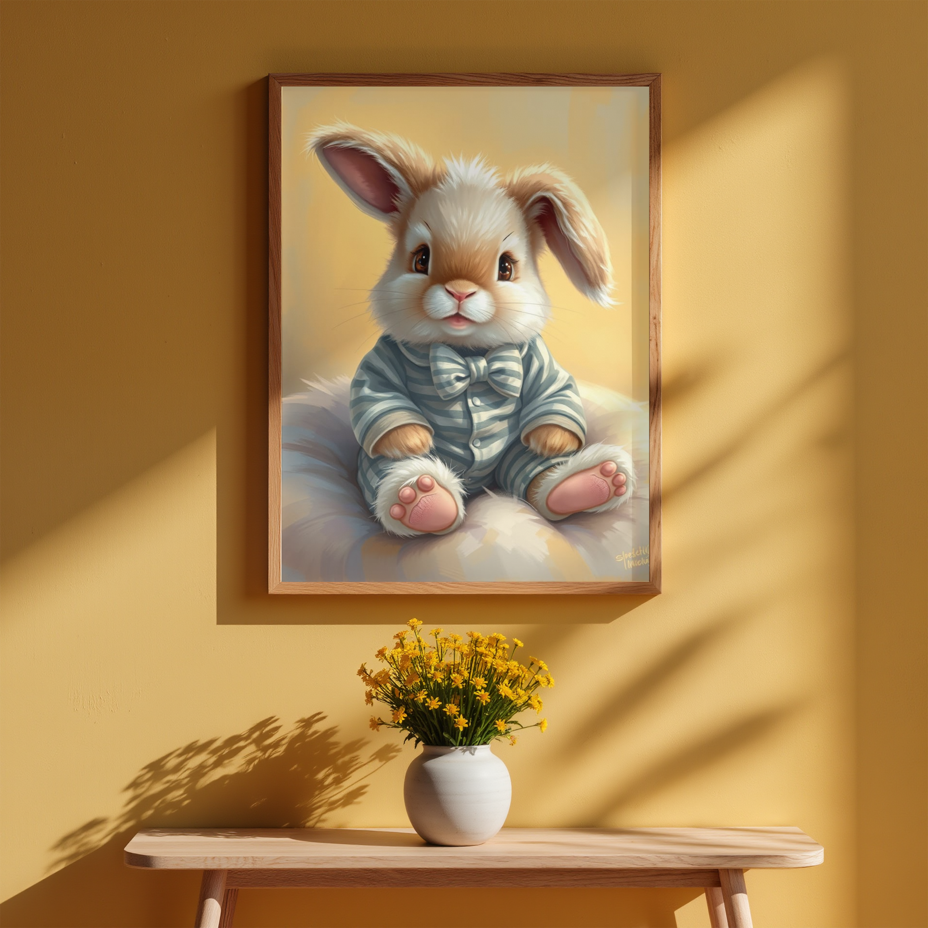 Blue Bunny on a Cloud - Digital Art Print