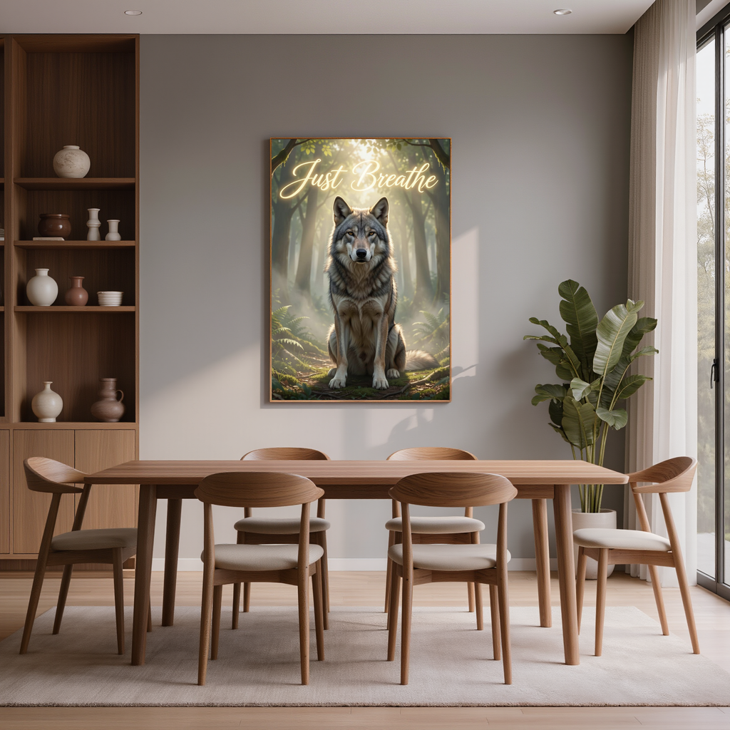 Just Breathe – Wolf Forest Wall Art Instant Download