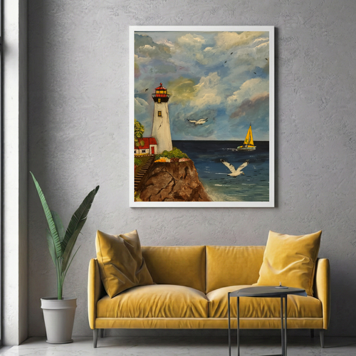 Beacon of Serenity – Lighthouse Coastal Wall Art Instant Download