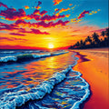 Tropical Beach Sunset — Digital Art Print