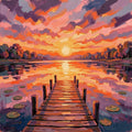 Lakeside Dock at Sunset — Digital Art Print
