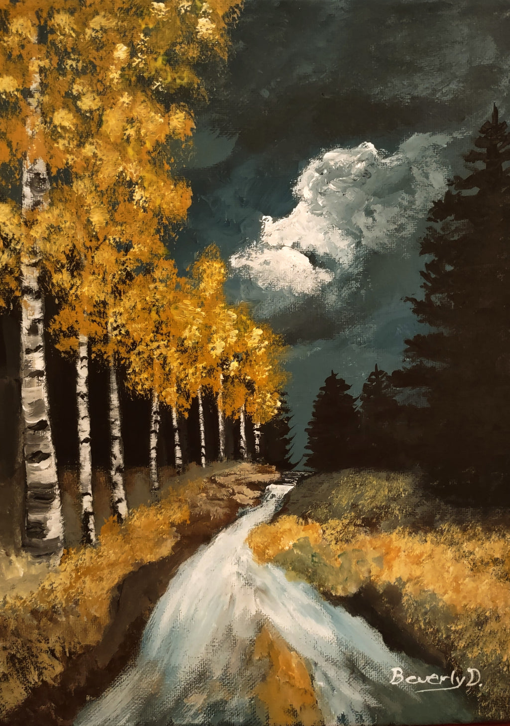 Golden Birch Road – Autumn Landscape Wall Art Instant Download
