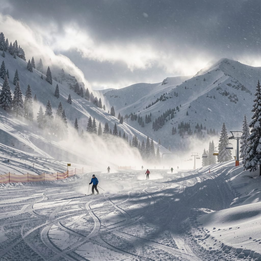 Storm on the Slopes – Winter Ski Digital Art Print