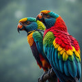 Tropical Macaw Pair – Colourful Wildlife Digital Art Print