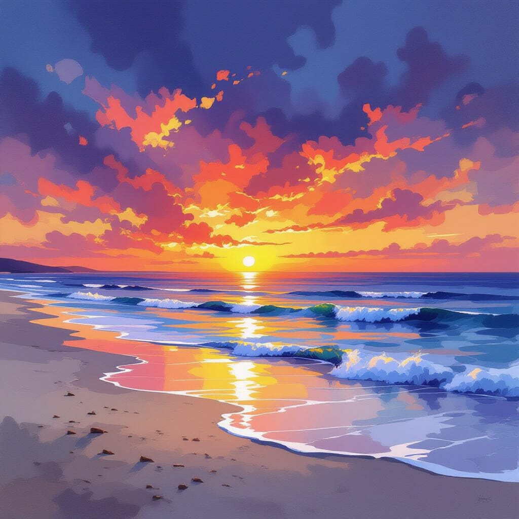 Coastal Sunset Shell – Beach Ocean Wall Art Instant Download