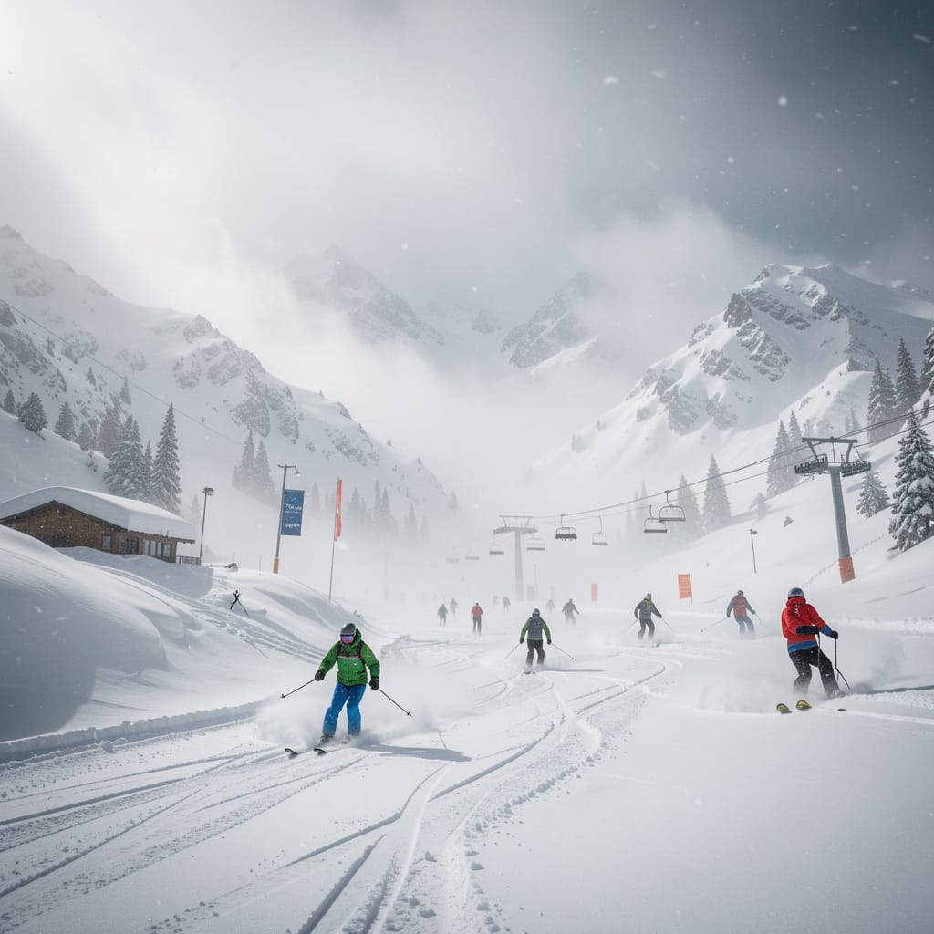 Powder Day – Alpine Ski Resort Digital Art Print