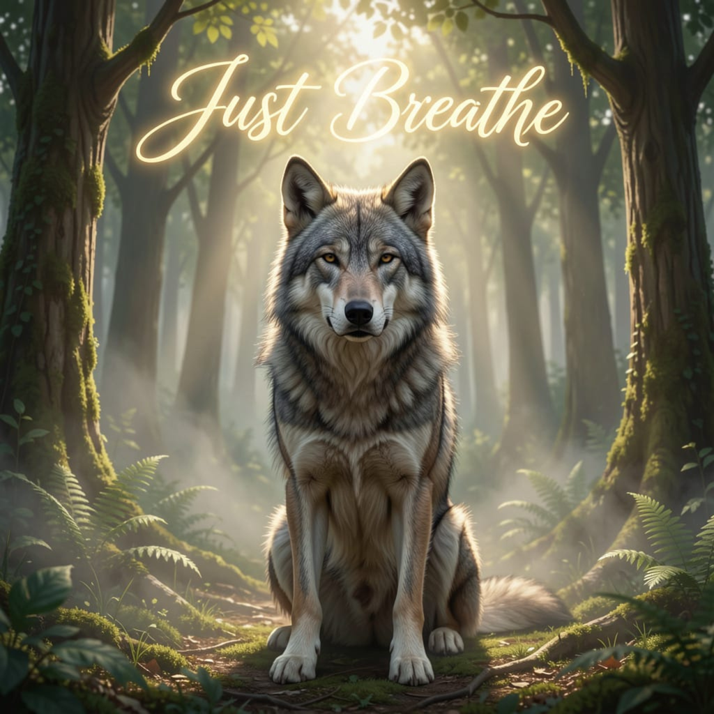 Just Breathe – Wolf Forest Wall Art Instant Download