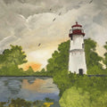 Lighthouse at Sunset — Original Acrylic Art Print