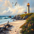 Lighthouse on a Flowering Hill – Digital Art Print