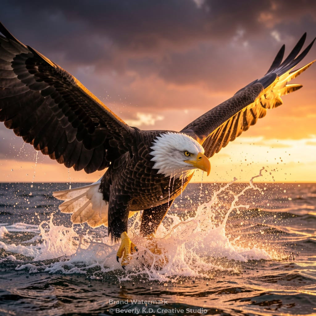 Majestic Bald Eagle at Sunset – Coastal Wildlife Digital Art Print