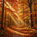 Golden Maple Forest – Autumn Landscape Digital Art Print
