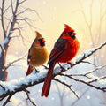 Winter Cardinals — Digital Art Print