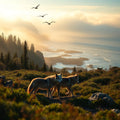 Wolves on the Misty Coast — Digital Art Print